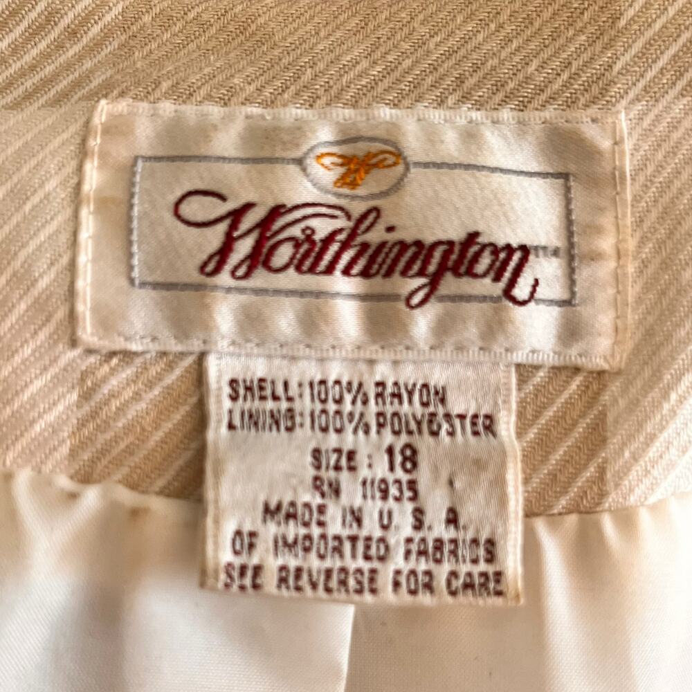 Vintage Womens Holiday Party Blazer Size 18/XL Worthington Beige Oversized - Picture 5 of 6